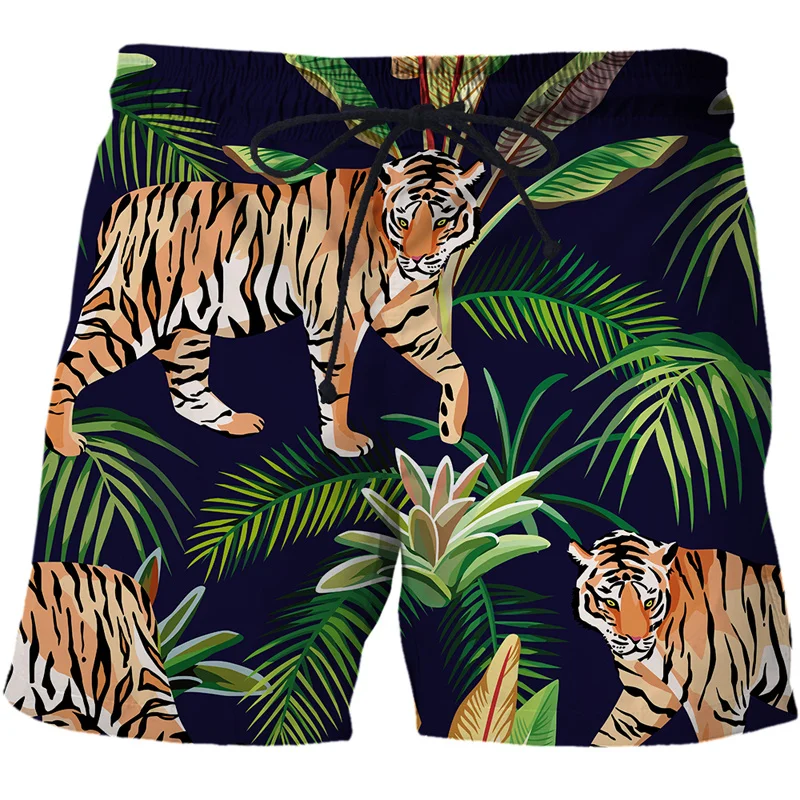 

Tiger Leopard Graphic Beach Shorts Pants Men 3D Printing Surfing Board Shorts Summer Hawaii Swimsuit Swim Trunks Cool Ice Shorts