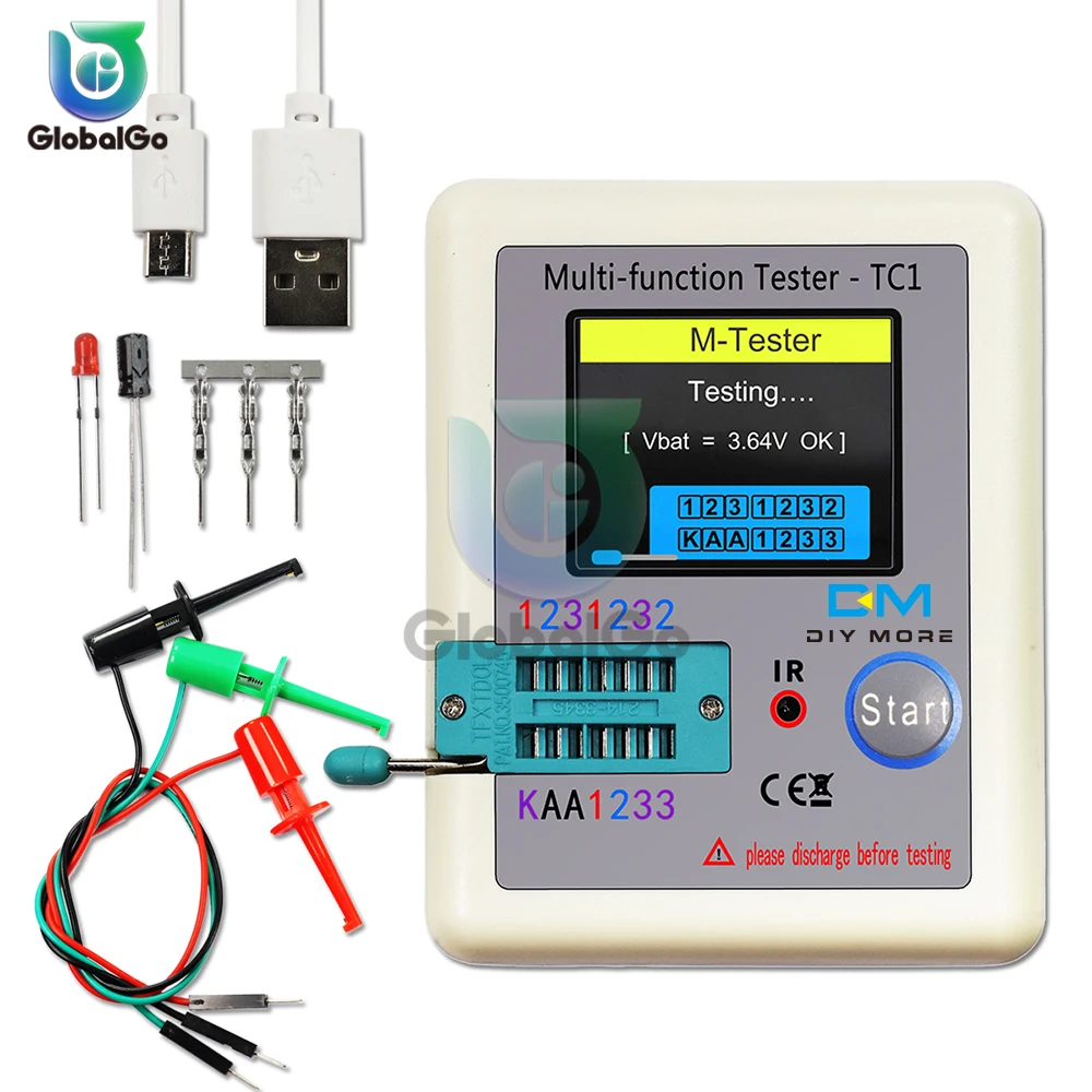 

LCR-TC1 1.8" Colorful Display Multifunctional TFT Backlight Transistor Tester For Diode Triode Capacitor Resistor Transistor