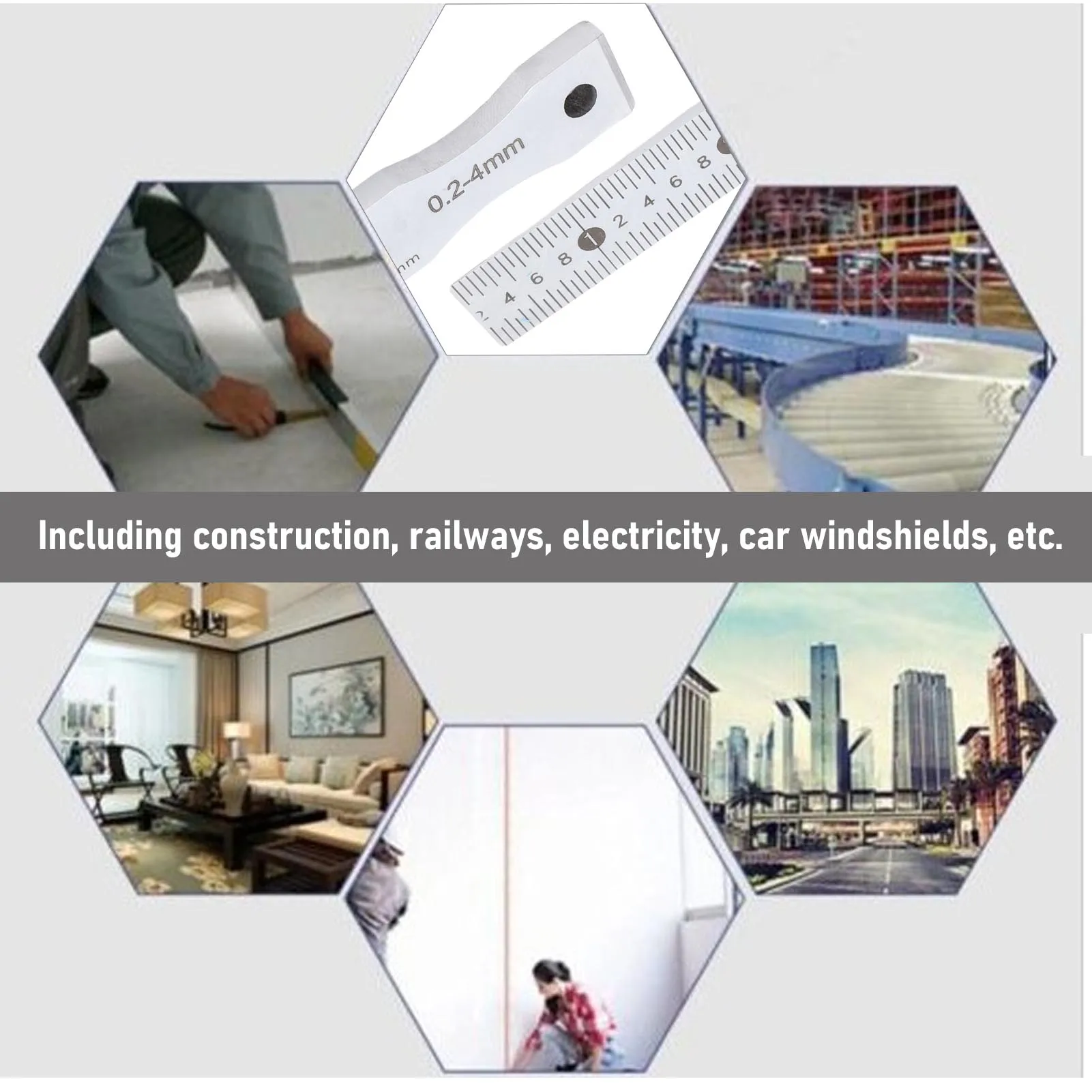 Stainless Steel Gap Gage 0.2-4mm Range 0.05mm Accuracy Multifunctional Taper Gage for Construction Railroads Taper Gage 0.2-4mm