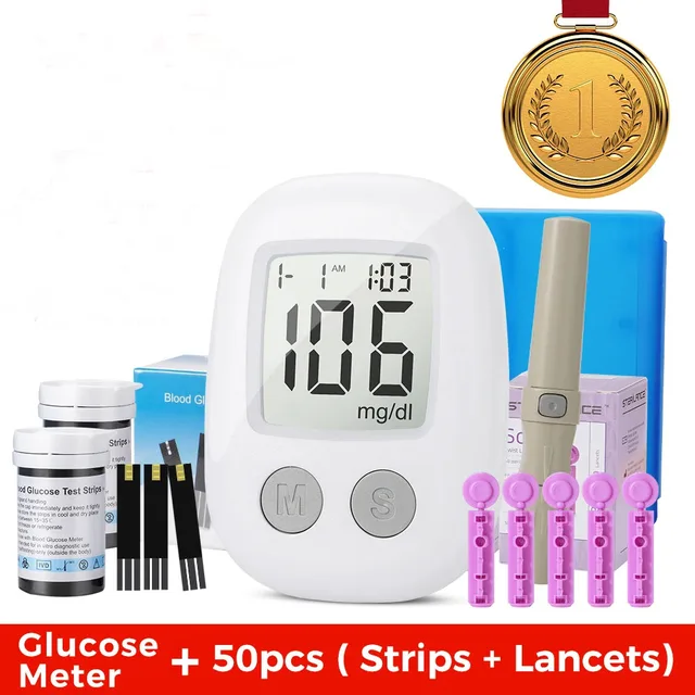 Blood Glucose Meter Medical Glucose Test Strips Lancets Devices Glucometer Kit Diabetic Diabetes Digital