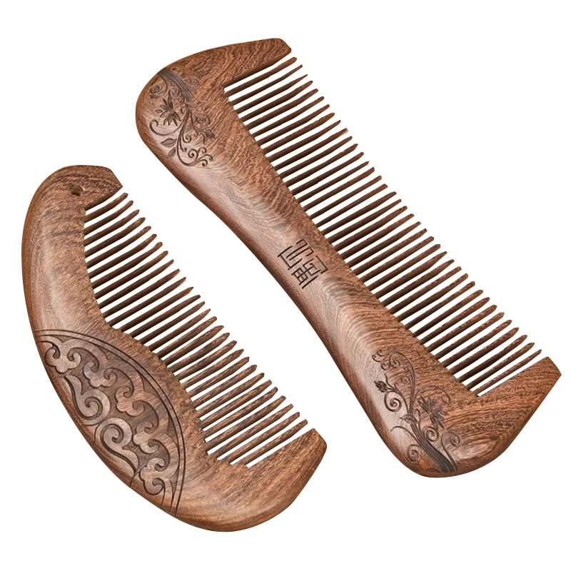 Comb Wooden Comb Sandalwood Women's Long Hair Massage Comb Whole Wood Wide and Dense Teeth Portable Makeup Comb wide tooth comb thick wide tooth dense tooth dual use cooked rubber is not easy to break teeth hair long hair thick hair perm