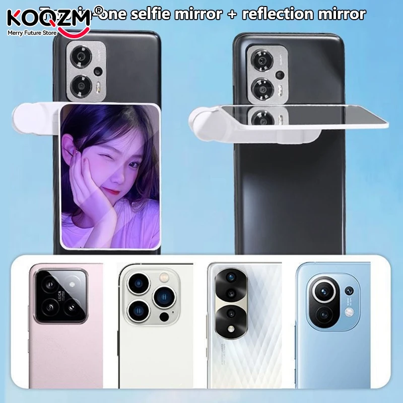 Adjustable Sky Mirror 2-in-1 Phone Rear Selfie Mirror Shooting Clip Outdoor Travel Phone Shooting Reflector Shooting Supplies