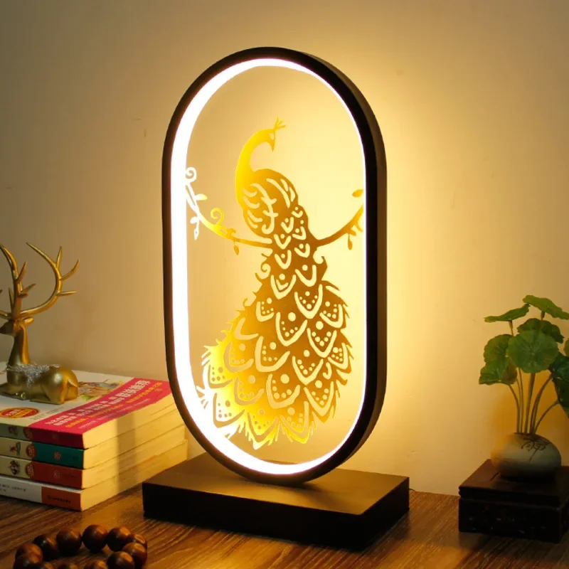 New Chinese Style Retro Table Lamp Lovers Creative Bedroom Bedside Desk Lamp Lotus Decoration Personality Intelligent Night