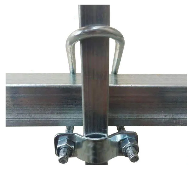 M8 Square Tube Fastener Welding Free Fixed Card Galvanized Clevis Steel Pipe Connection Clip Put Helf tube fastener clip