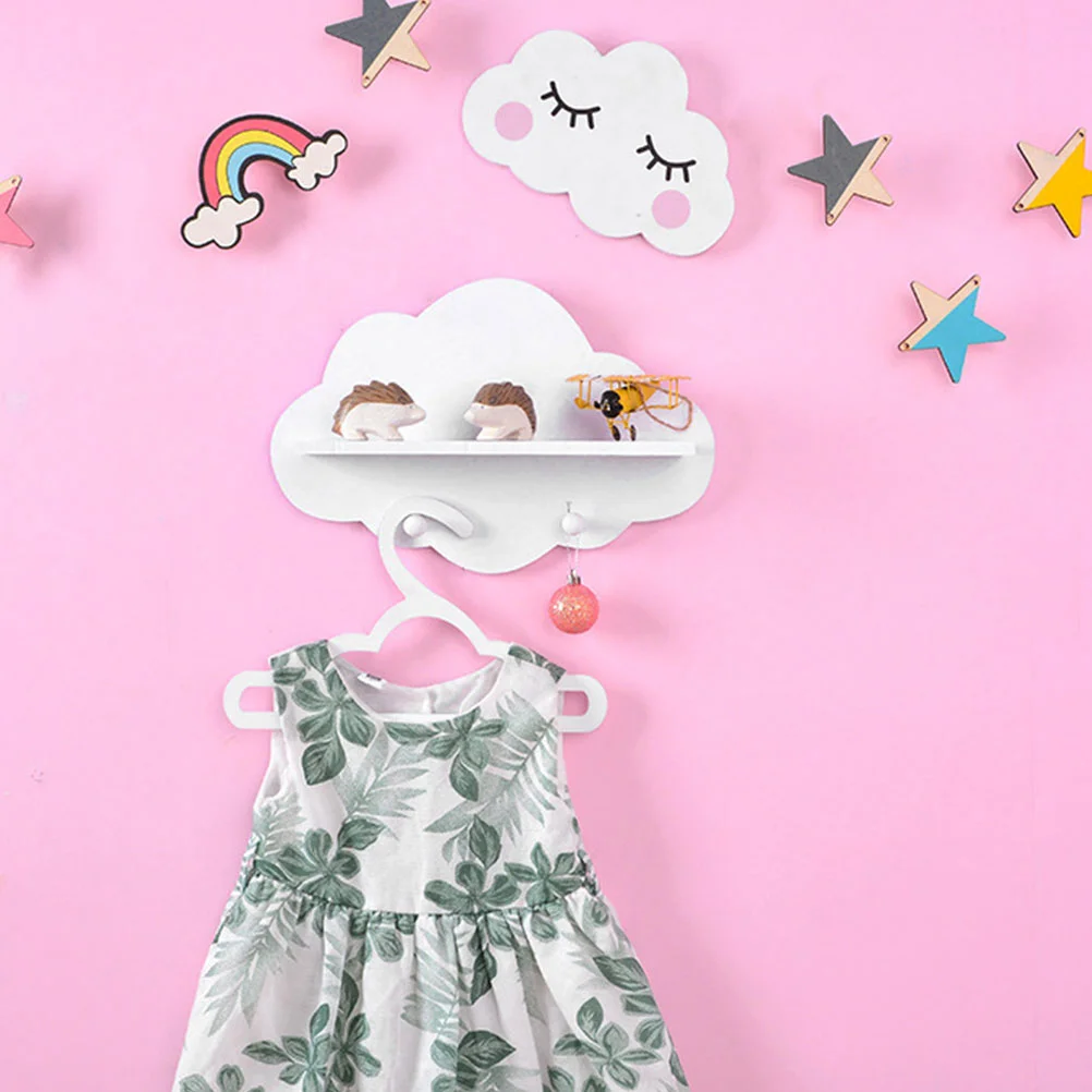 

2 Pcs The Clouds Shelf Child Storage Shelves Wall Plants Pot Rack Wooden Macrame Hanging Bathroom Supply