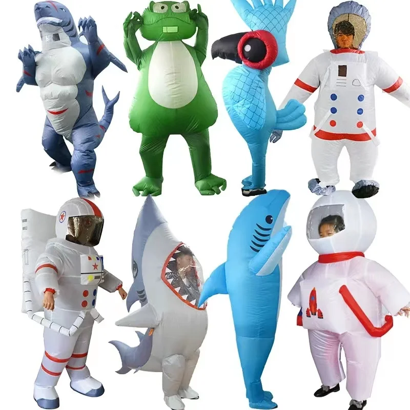 Inflatable Adult Fancy Costumes Polar Bear Shark Frog Cosplay Dress Blow up Dress Suits Festival Party Performance Costumes