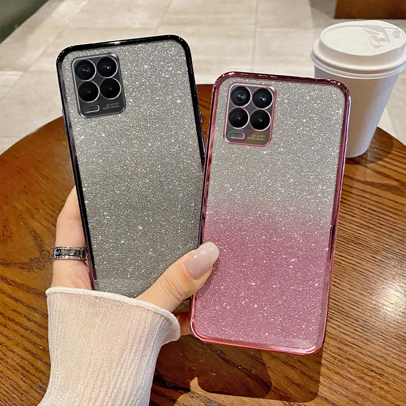 Luxury Electroplated Glitter Clear Phone Case with Soft TPU Bumper