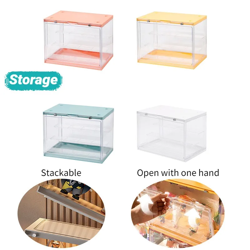 

Transparent Dust Doll Model Display Box Acrylic Handpiece Magnetic Absorption Organizer Cartoon Cute Ornaments Storage Racks