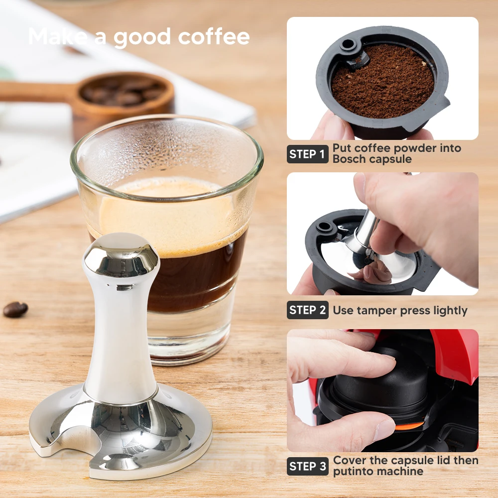 For BOSCH Machines Tassimo Reusable Filter Coffee Pods Eco-Friendly  Refillable Capsules Tamper Espresso Machine Capsules - AliExpress