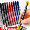 5/10 Pcs Twin Tip Permanent Marker Black/Blue/Red Oil Marker Pen Fine Nid Marker Ink Stationery School & Office Supplies 1