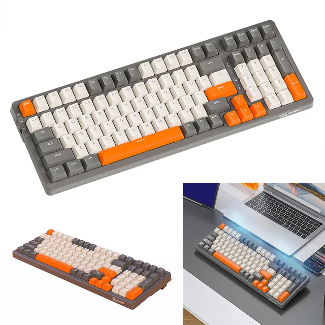 K8 Wireless Mechanical Keyboard 100 Keys Computer Keyboard BT/2.4Ghz /Type-C Wired Silent Typing for ESports Gaming Office 1