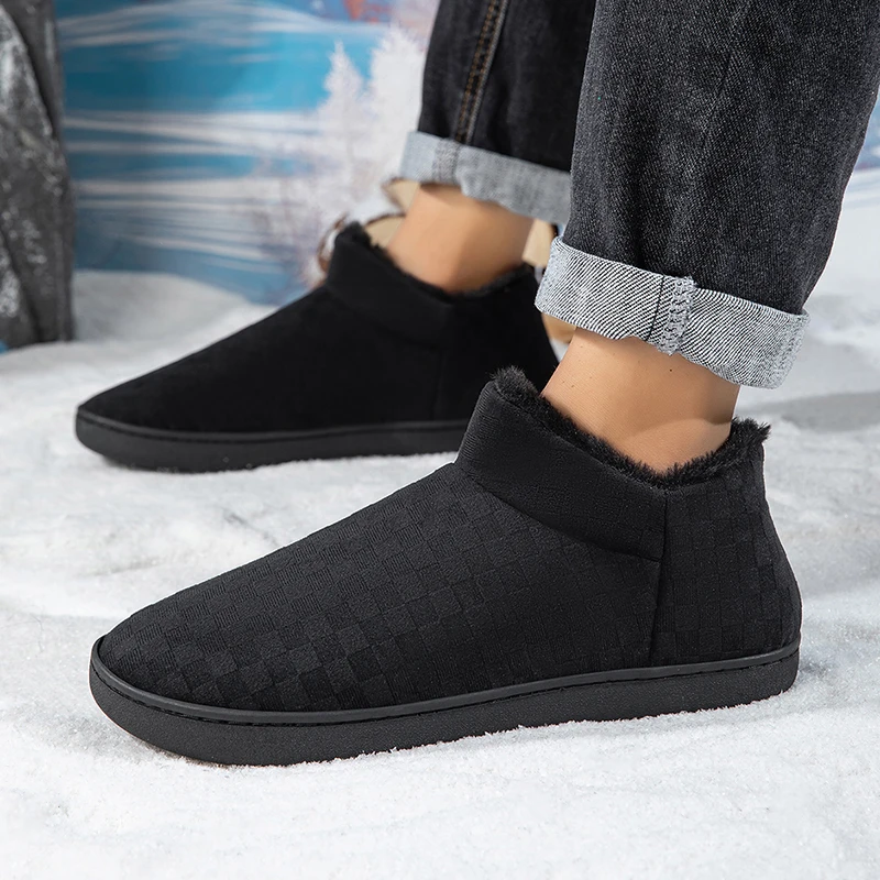 Men's Cozy Fur Fuzzy Slippers Winter Warm Memory Foam Furry House Shoes Indoor Bedroom Anti-slip Lightweight Cotton Shoe Women