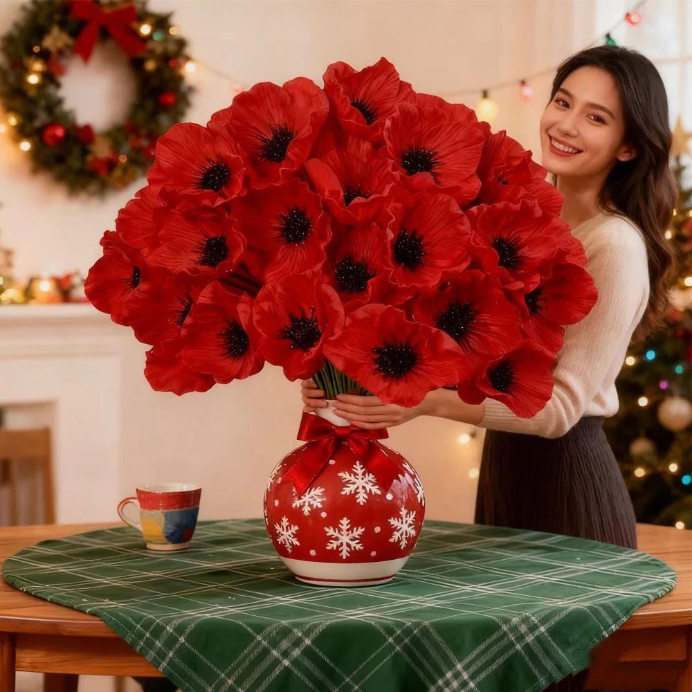 Künstliche rote Mohnblumen – perfekt für Hochzeitssträuße und Blumenarrangements, ideal zum Valentinstag und Dekorationen