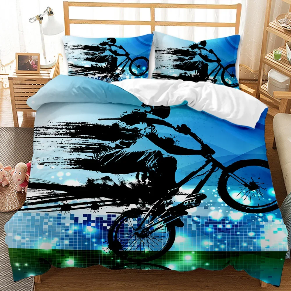 Motorcycle Duvet Cover Set Motocross Racing Bedding Dirt
