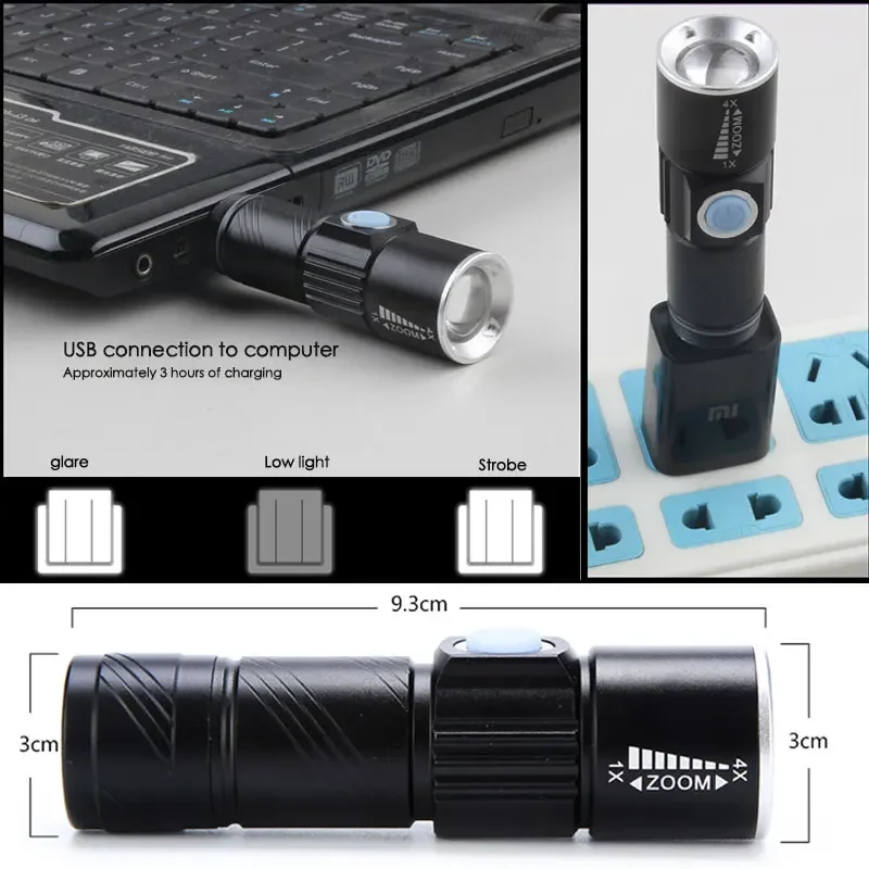 395nm UV Flashlight Blacklight Zoomable USB Rechargeable UV Light Ultraviolet Flashlight for Pet Urine Detector Resin Curing