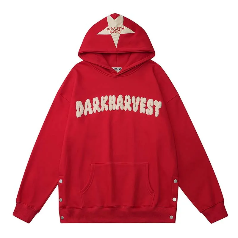 

Мужская Уличная одежда 2023, Красная толстовка с капюшоном, свитшот с рисунком пятиконечной звезды, Осенний пуловер с капюшоном в стиле Харадзюку и аниме, хипстер в стиле хип-хоп