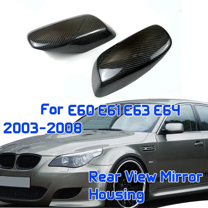 

1 Pair Wing Rearview Side Mirror Cover Cap For -BMW E60 E61 E63 E64 5 Series GT 2004-2007