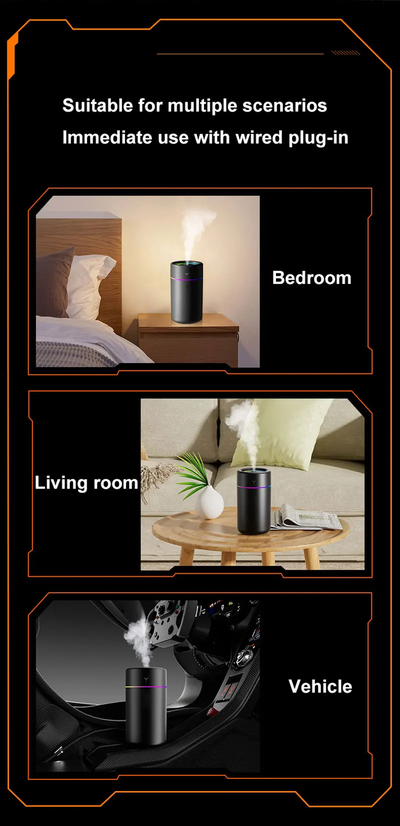 Mini Humidifier for Home Car Oil USB Fresh Aroma Diffuser Mute Diffuser Machine Evaporative Humidifier colorful night light280ML