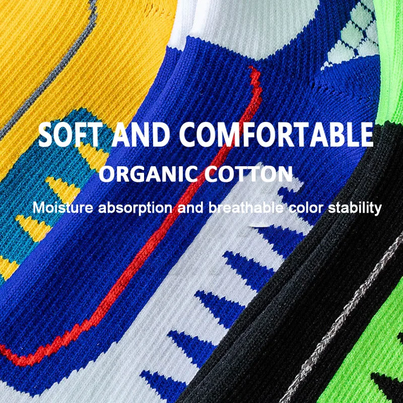 GYMIGO Men Basketball Socks Soft Thickened Towel Terry Sweat-Absorbing Training Sport Socks Non-Slip Professional Athletic Socks