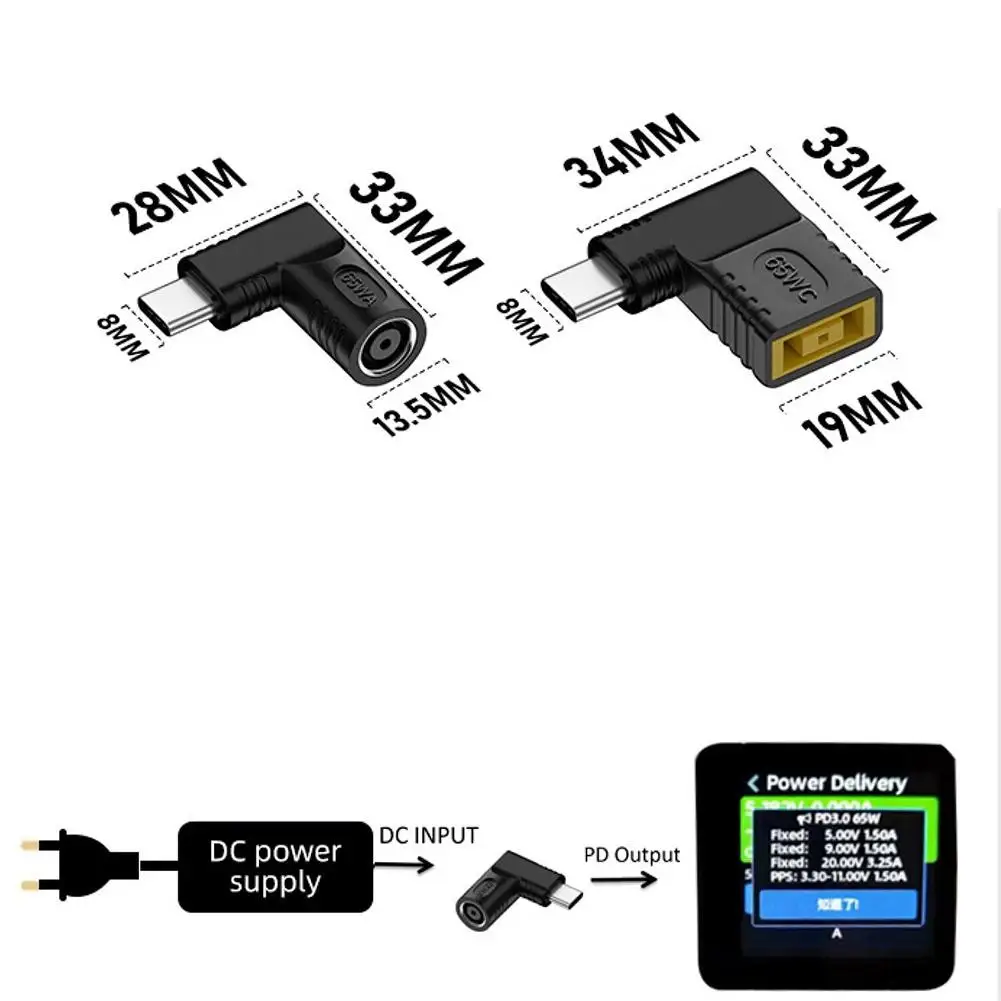 Thinkpad USB-C 고속 충전 케이블 변환기 사각형 PD 플러그 용 DC 남성 어댑터에 65W DC USB 유형 C 여성