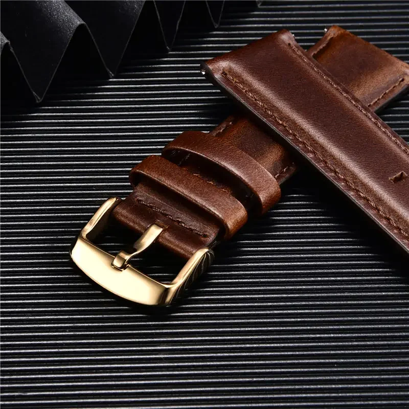 Elegant Leather Watchbands - Quick Release Business Strap Bracelet in Black and Brown