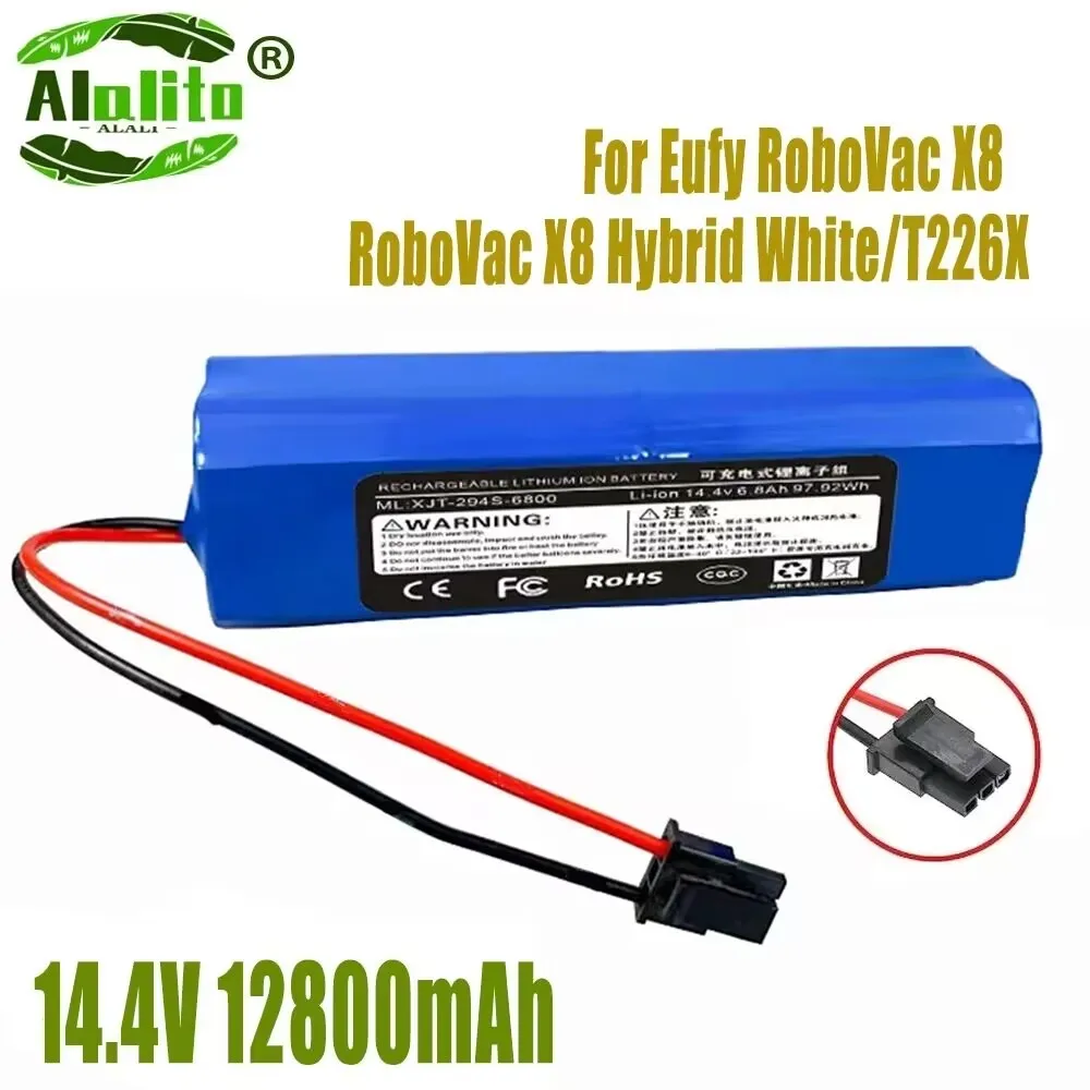 

Обновление 2024 12800 мАч для Eufy Robovac X8 T2261 PA61. X8 Hy. X8 гибрид. Белая фотобатарея X8
