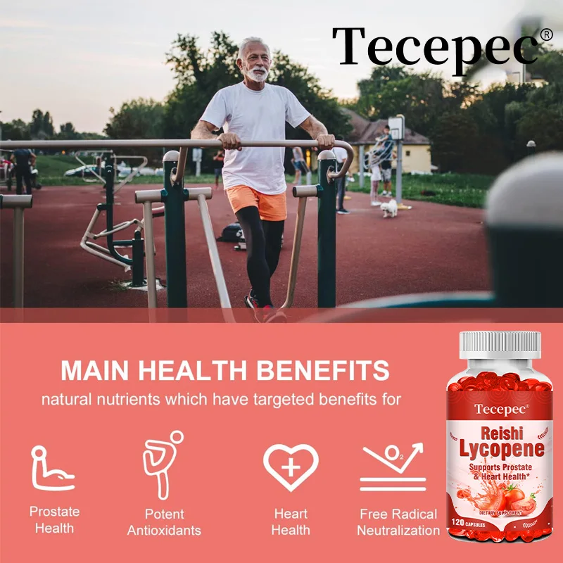 Lingzhi Lycopene Dietary Supplement-Powerful Antioxidant Anti-Aging Supports Prostate and Heart Health 30/60/120 Capsules lycopene capsules