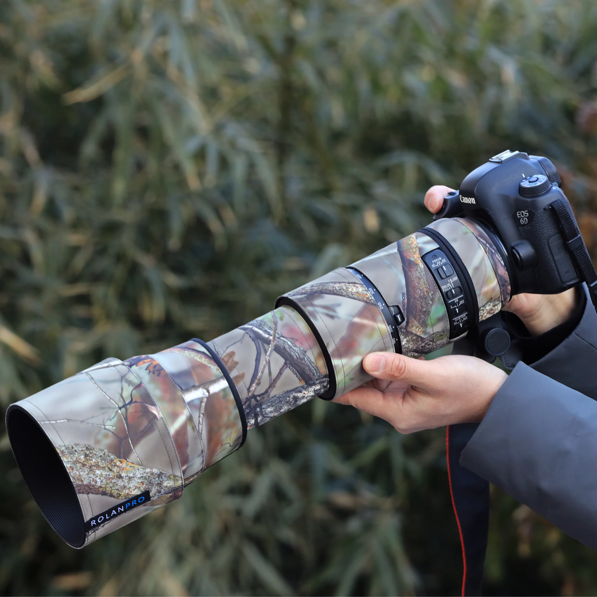 ROLANPRO-Capa de Chuva Camuflada Lente, Ajustável para