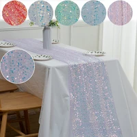 Glitter Iridescent Table Runner Holographic Mermaid Tail Scale Sequin 탁자 깃발  for Wedding Birthday Party Christmas Decoration 1