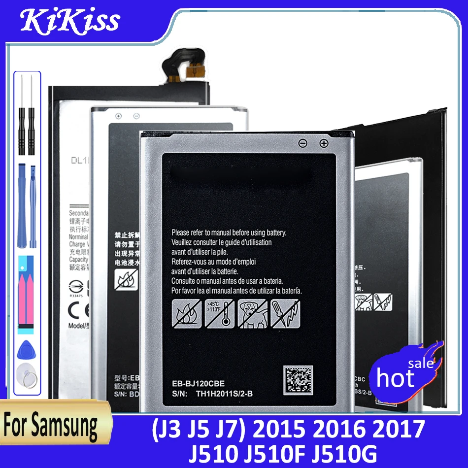 Batteria Per Samsung Galaxy J3 J5 J7 (2015 2016 2017) J510 J510F J510G Eb-Bj510Cbe J2 J1 Core Prime J120F Express 3 Win 2 Duos Tv