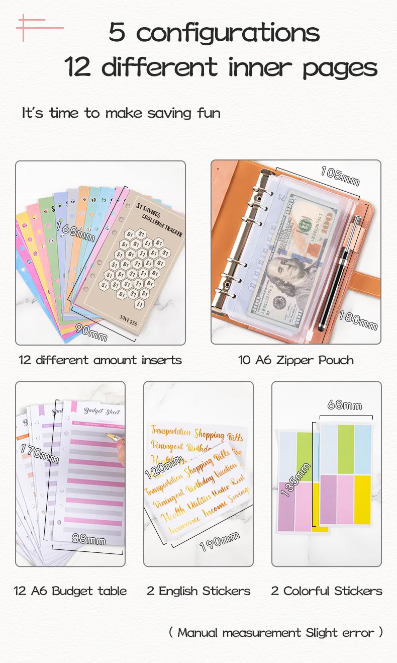100 Envelope Challenge - Planner Risparmi A6, Buste Per Budget Con Raccoglitore - Foto 10
