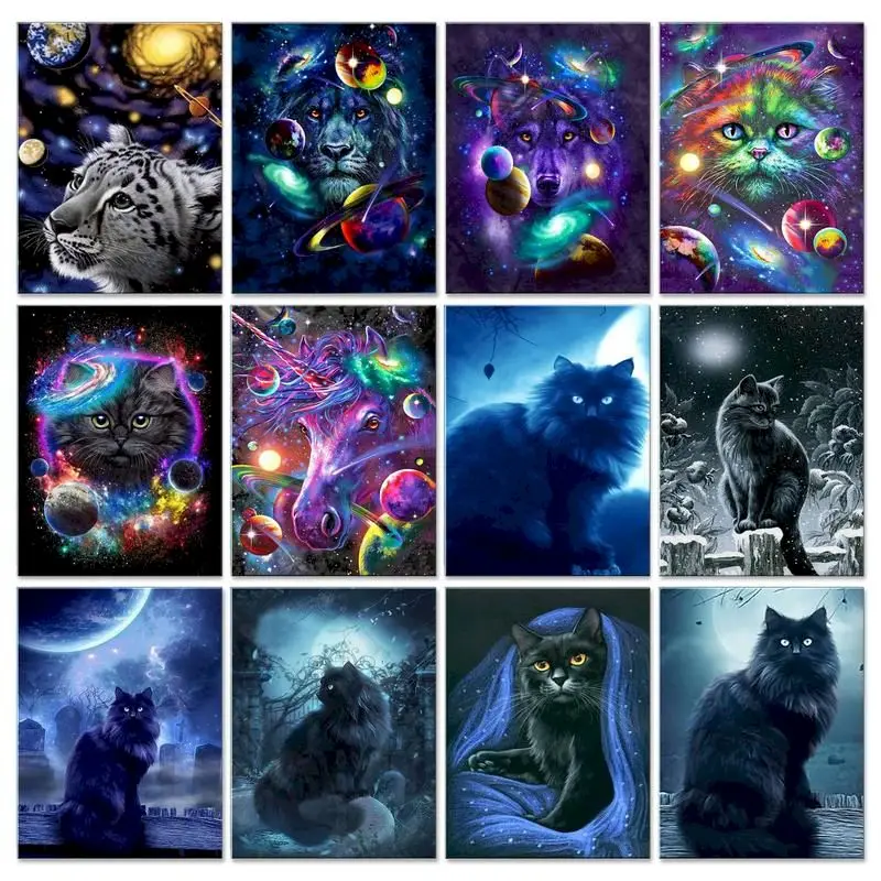 

Paintings By Numbers DIY Picture Cat Animal Paint Canvas Painting Home Decoration Calligraphy Painting For Living Room Artwork K