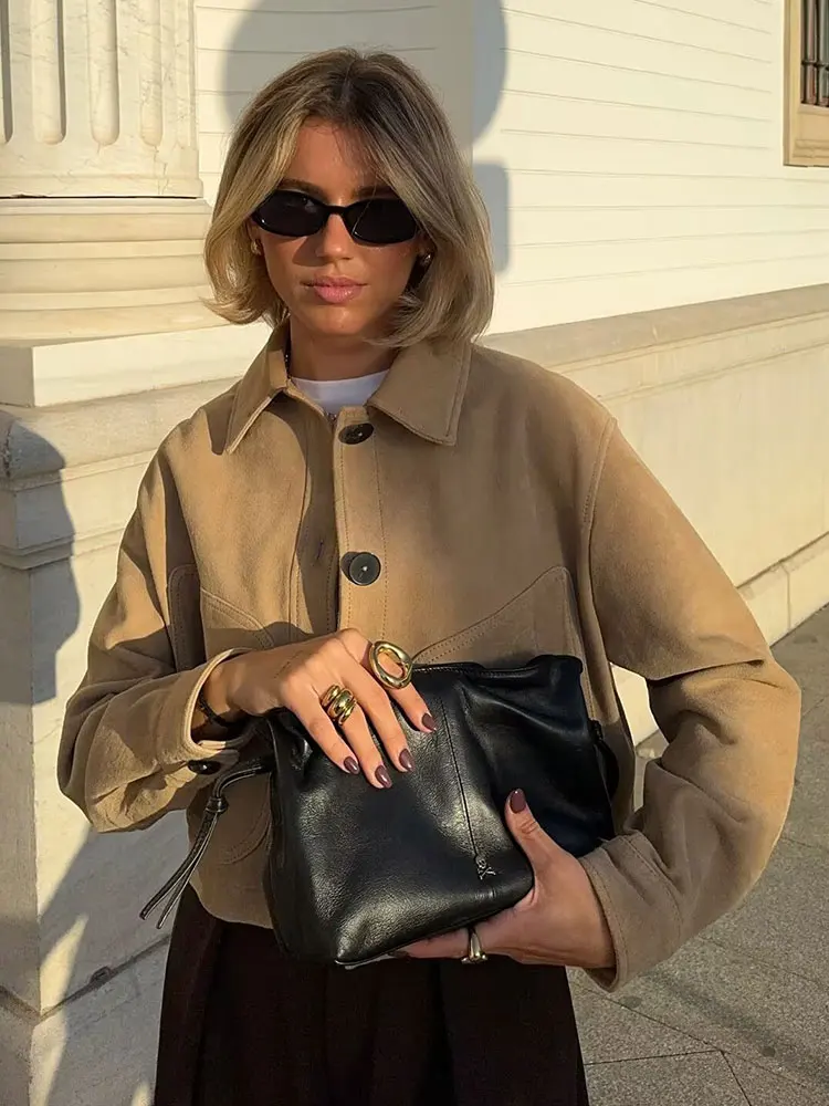 HH Women Elegant Fashion Solid Short Coats Single Breasted Lapel Long Sleeve Jackets With Pocket Casual Office Lady Chic Outwear