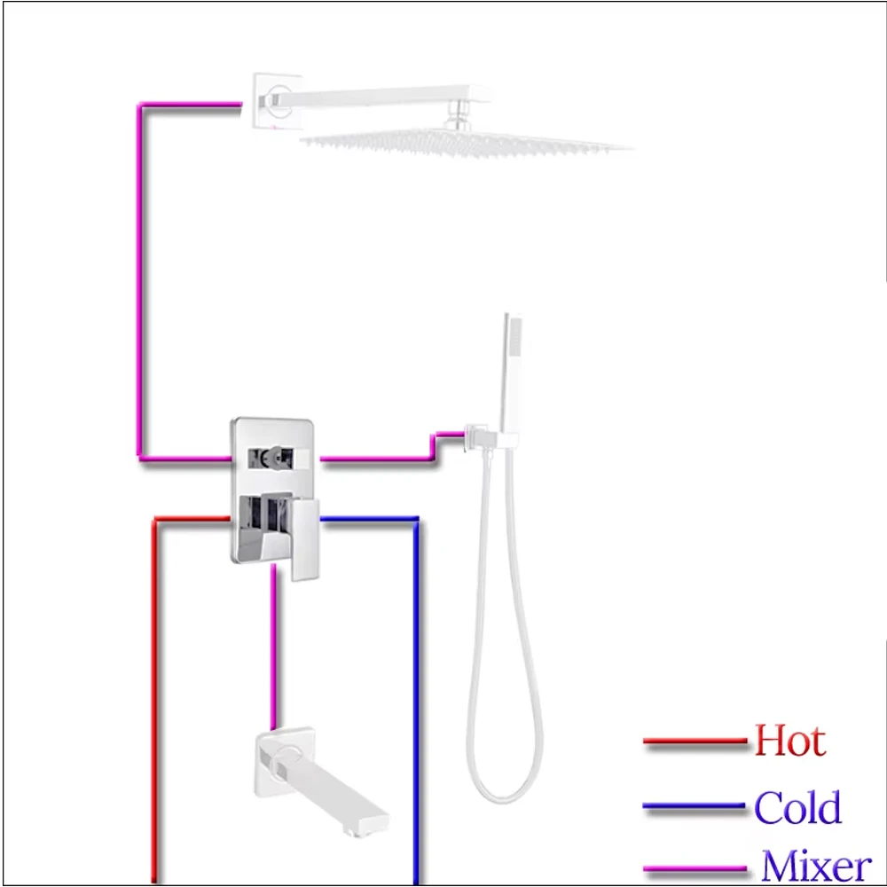 "Solid BrassWall Mount Shower Mixer Control Valve Concealed Shower Faucets Valve Faucets"