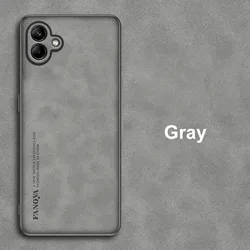 Luxury PU Leather Shockproof Phone Case with Matte Silicone Back Cover and Full Protection - Samsung A06 (Gray)