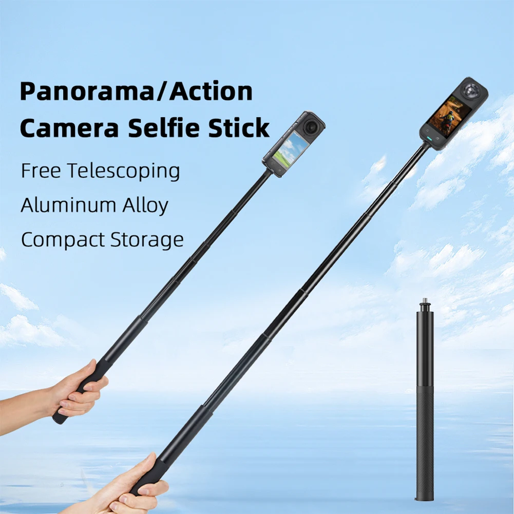 Adjustable Extension Pole 1/4 Inch Screw Invisible Selfie Stick Lightweight Extended Monopod for Panoramic Camera Action Camera