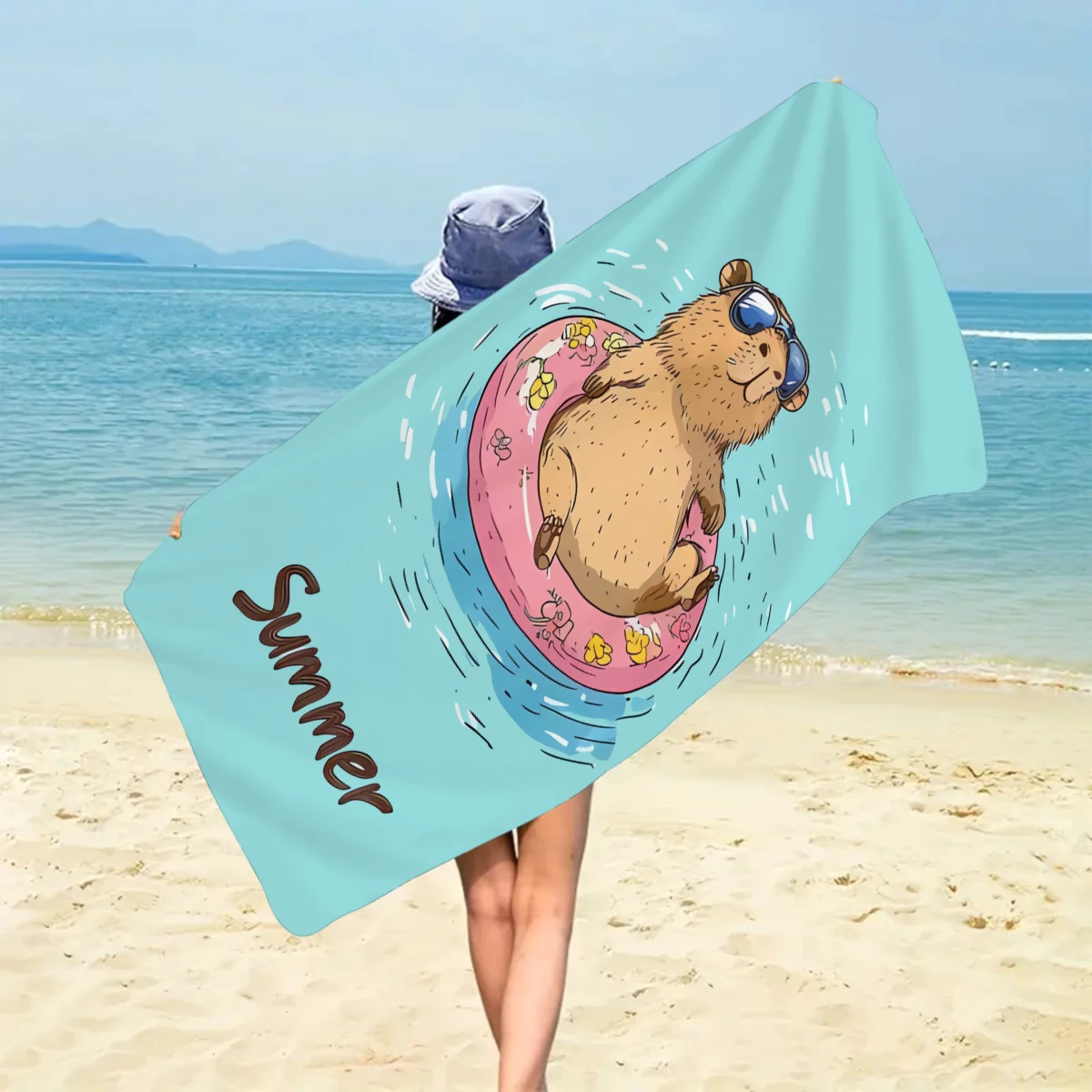 Cute Dolphin Beach Towel Quick Drying Microfibre Swimming Towel_voghion.com