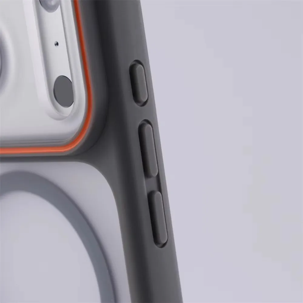 Luxury Matte Translucent Magnetic Shockproof Phone Case with Wireless Charging Capability