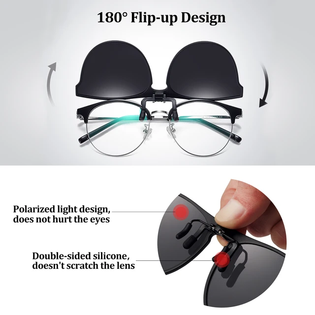 2022 Sunglasses Anti-Glare Driving Polarized Clip-on Glasses with Flip Up for Prescription Glasses UV Protection Riding Glasses 5