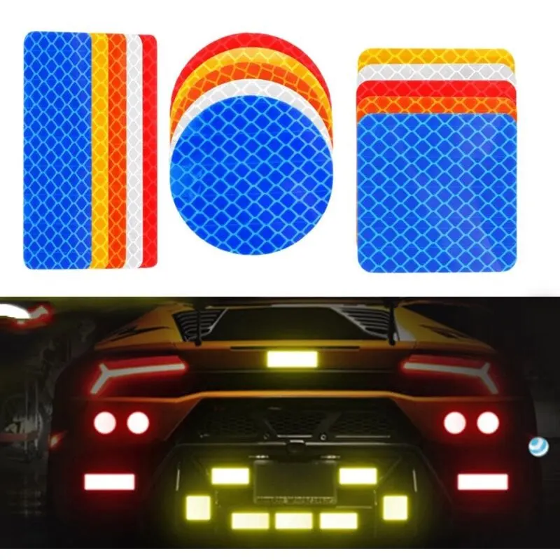 

Car Honeycomb Reflective Sticker Car Night Safety Driving Warning Emergency Reflection Reflector Stickers Auto Accessories 10Pcs