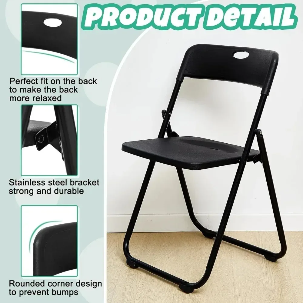 20 Pcs Plastic Folding Chair Steel Folding Dining Chairs Folding Chairs Bulk Fold up Event Chair Portable Commercial Chair 6