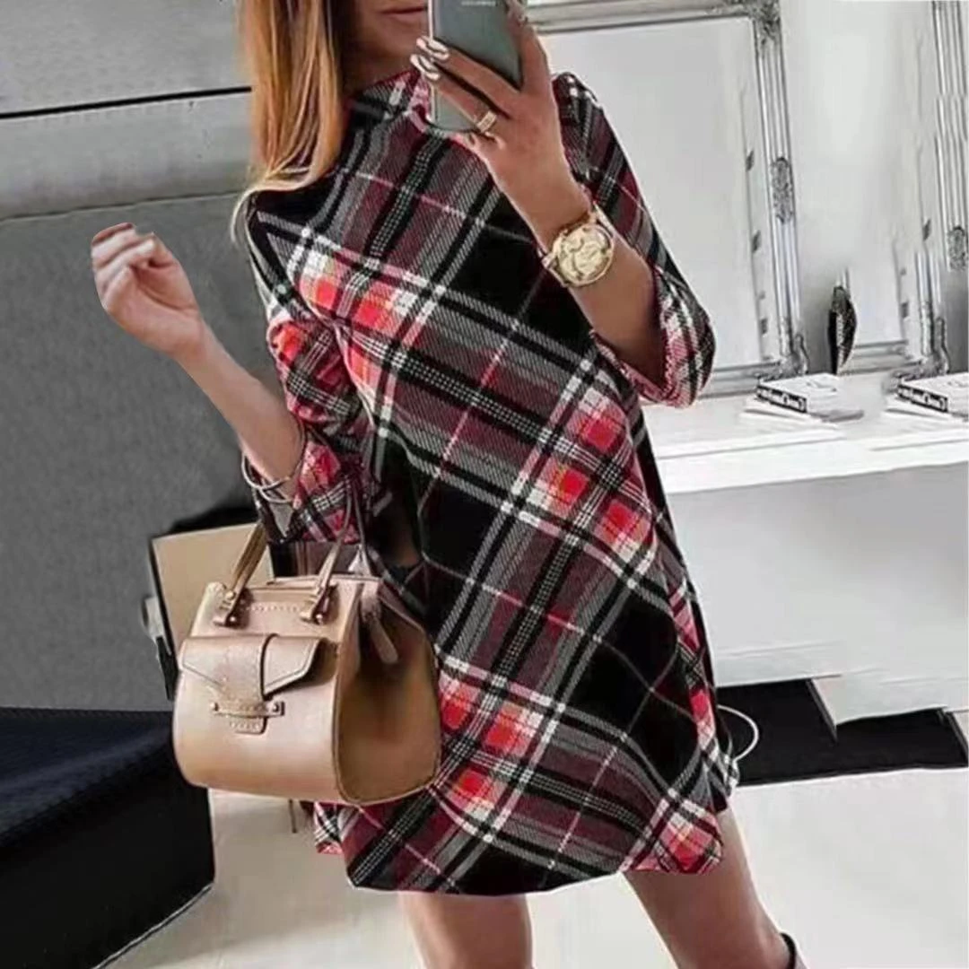 de otoño invierno para mujer, faldas con estampado, mangas largas, cuello redondo, cuadrado, informal, 2022|Vestidos| AliExpress