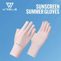 WRELS Fingerless Gloves Summer Sunscreen UV Protection Ice Silk Gloves Are UV Resistant Non Slip UPF50+ Fingerless Gloves
