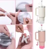 3Pcs Set Specially Designed for Stanley Cup Accessories, 1 Piece Initial Silicone Straw Lid, 1 Piece Name ID Letter Handle Charm 5