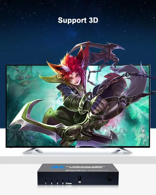 Переключатель HDMI 4K при 60 Гц, 4-портовый переключатель HDMI 2.0, селектор 4 в 1, переключатель HDMI с ИК-пультом дистанционного управления для PS4 Xbox Fire Stick PC 6