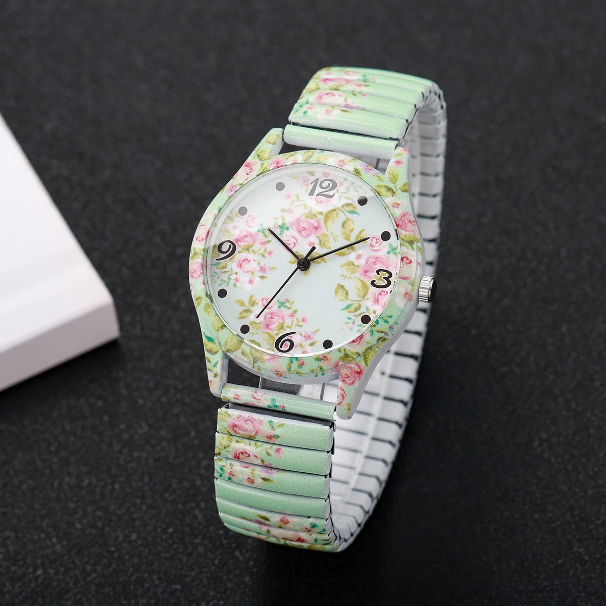 2pcs/set Women's Printed Watch Fashion Casual Digital Scale Dial Classic Trend Printed Quartz Watch Combination Set NO Box