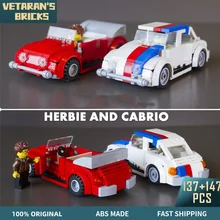 

MOC Beatle Herbie and Cabrio Classic Car Love The Bug Vehicle Building Blocks Sets Toy for Kids Boy Birthday Gift