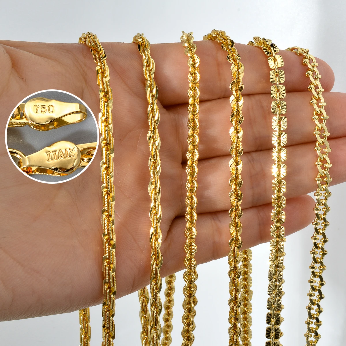 Fashion luxury Italy 750 18k gold plated Copper Link Chain