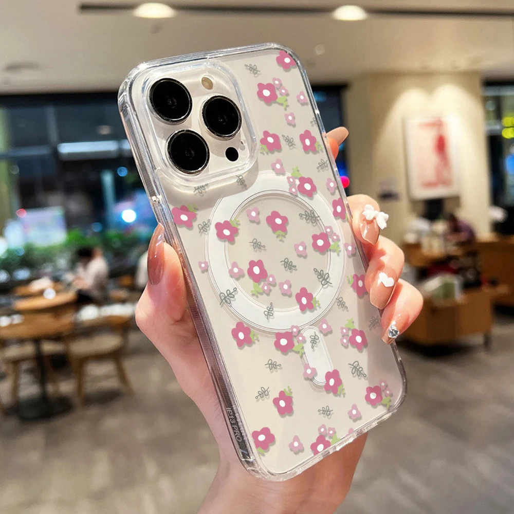 Charming Floral Bow Phone Case with MagSafe Wireless Charging Compatibility
