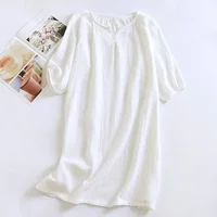 2026 New Spring and Autumn Women's Sleeping Skirt 100% Cotton Crepe Colorful Sleeping Skirt Large Loose Home Skirt Nightgown - Image 3